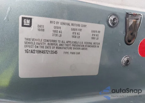 2009 Chevrolet Cobalt Ls from USA, damaged, VIN 1G1AS18H497213545